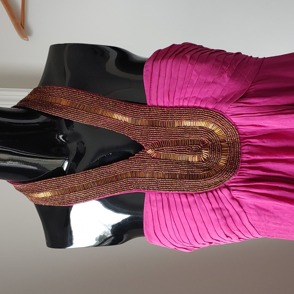 Ted Baker beaded halter magenta dress